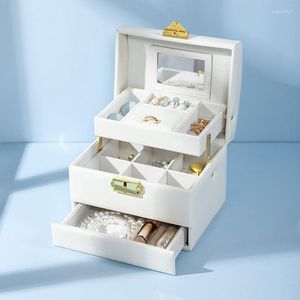 Opbergdozen Grote capaciteit Skincare Organisator Box Vintage Jewelry Creative Cosmetics oorbellen Dames cosmetische tas organisatoren