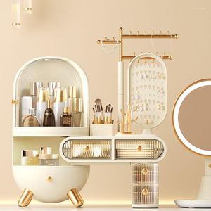 Boîtes de rangement grande boîte de maquillage en plastique artiste femmes multicouche soins de la peau couvercle rotatif conception bijoux luxe Scatole organisateur de maison