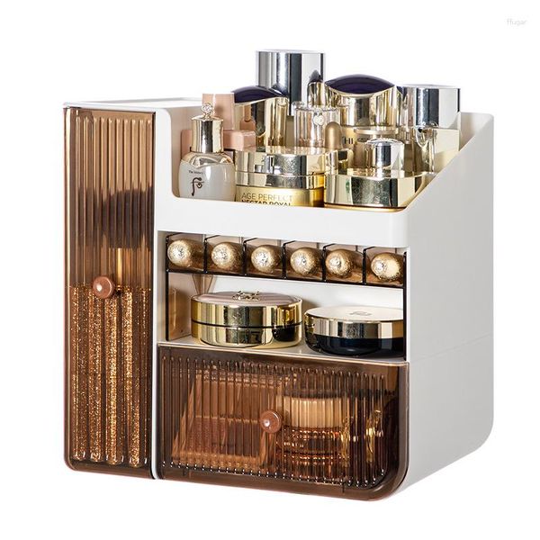 Boîtes de rangement lumière luxe Ins cosmétiques étagères bureau commode organisateur étudiant rouge à lèvres soins de la peau maquillage boîte