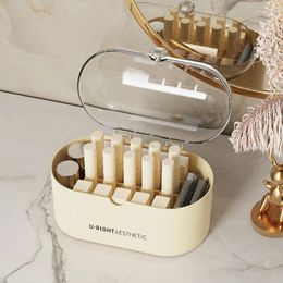 Opbergdozen Lippenstiftdoos met deksel Stofdicht Sieraden Desktop Kaptafel Cosmeticarek Transparante scheidingswand