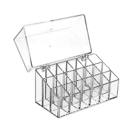 Opslagboxen Lipstickhouder 18 Space Clear For Display Case Cosmetic Box Lip Gloss met flip over deksel Make -up Organizer