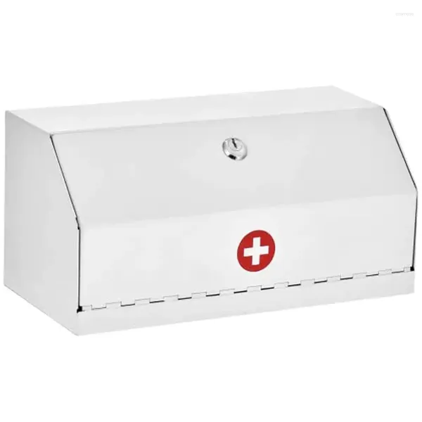 Boîtes de rangement armoire verrouillable support mural clé de serrure de serrure de serrure petite clinique de bureau à domicile sûr 6x12.25x5.9