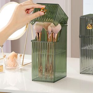 Opslagboxen luxueuze make -uporganisatoren Desktop Make -upborstel Bin Box met LID Lipstick Holder Cosmetic Organizer