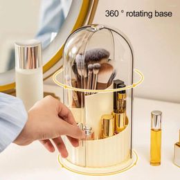 Boîtes de rangement faire des outils organisateur porte-brosse de maquillage rotatif à 360 degrés cosmétique avec couvercle anti-poussière pour pinceaux rouges à lèvres