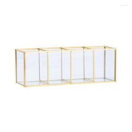 Boîtes de rangement Pinceau de maquillage Porte-boîte Cosmétique Transparent Verre Luxe