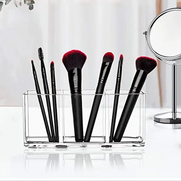 Boîtes de rangement pour pinceaux de maquillage, seau en acrylique transparent pour stylos de vanité, rouge à lèvres, fard à paupières, porte-crayon à sourcils de bureau