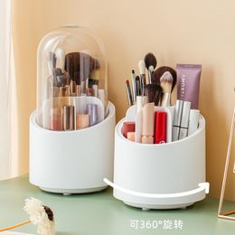 Boîtes de rangement Maquillage Brosse Seau Rotatif Antipoussière Ombre À Paupières Crayon À Sourcils Rouge À Lèvres Cosmétique Boîte De Bureau Transparent Porte-Stylo