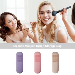 Boîtes de rangement Makeup Brush Case Sac Silicone Portable Fondation Fondation Fondation Femme Cosmetic Home Travel Organizer Supplies