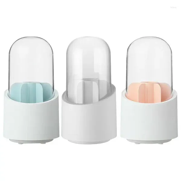 Boîtes de rangement pour pinceaux de maquillage, conteneur avec couvercle, compartiment rotatif à 360 degrés, couvercle transparent pour pinceaux de bureau, vanité