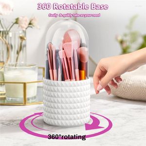 Opbergdozen make -up borstelhouder est stofdichte waterdichte 360 roterende cosmetica make -up organisator met deksel voor ijdelheid