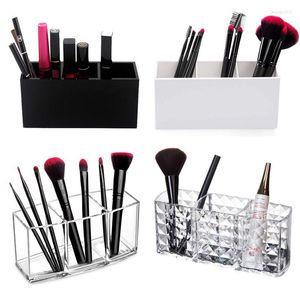 Cajas de almacenamiento, soporte para brochas de maquillaje, organizador, caja de cosméticos, lápiz labial, lápiz de cejas, soporte de exhibición, plástico transparente acrílico