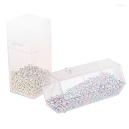 Boîtes de rangement porte-pinceau de maquillage organisateur acrylique Transparent avec couvercle anti-poussière et conteneur de perles Transparent Opbergdoos Houder