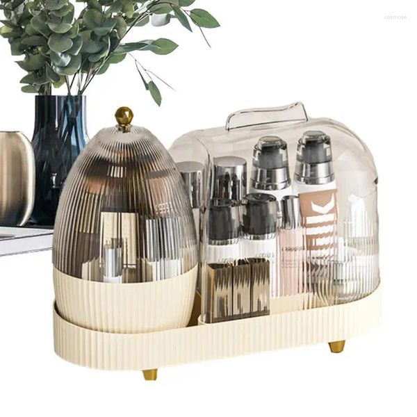 Boîtes de rangement support de brossage de maquillage avec couvercle à l'épreuve de la poussière Spinning Cosmetics tasse de couvercle transparent des fournitures