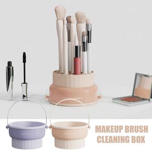 Boîtes de rangement porte-brosse de maquillage avec fonction de séchage support anti-salissure Texture Pad organisateurs de bureau salle de bain accessoires pour la maison