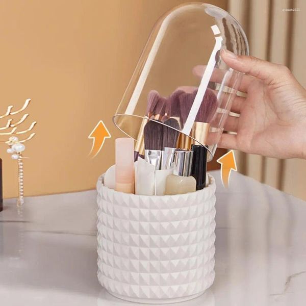 Boîtes de rangement pour pinceaux de maquillage, organisateur de cosmétiques rotatif à 360 degrés avec couvercle anti-poussière pour rouges à lèvres