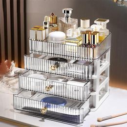 Boîtes de rangement porte-maquillage grande capacité Portable fille Transparent salle de bain comptoir organisateur avec 3 tiroirs porte-cosmétiques