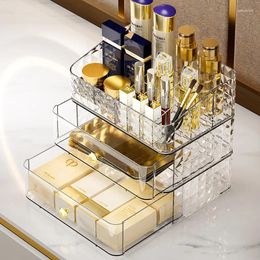 Opbergdozen Transparante Make-up Organizer Box Acryl Cosmetische Sieraden Lippenstift Borstelhouder Grote Capaciteit Huidverzorging Oorbel Horloge Thuisrek