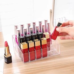 Opbergdozen Make -up Organisator Box Transparant 24 roosters Acryl Lipstick Holder Display Rack Case Cosmetische nagellak Make -up organisator