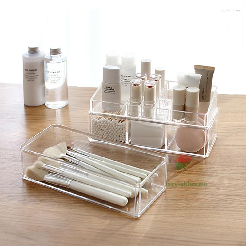 Caixas de armazenamento organizador de maquiagem para cosméticos caixa acrílico batom jóias escova