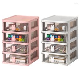 Cajas de almacenamiento organizador de maquillaje para estuche de cosméticos de tocador caja transparente de escritorio transparente de 4 niveles con cajón de cubierta