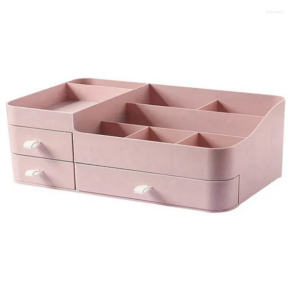 Boîtes de rangement organisateur de maquillage rose pour comptoir de vanité avec tiroirs cosmétiques soins de la peau