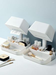 Opbergdozen Make -up organisator Tissue Box 2 In 1 Cosmetics Badkamer Plastic Desktop Sundries Container