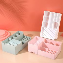 Opbergboxen make -up organizer met spiegel voor cosmetische capaciteit doos bureaublad diverse meerlagige lagen lagen container stofdichte spaarruimte bin