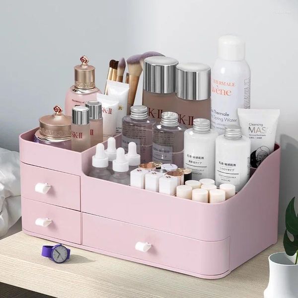 Boîtes de rangement organisateurs de maquillage cosmétiques boîte en plastique à compartiments multiples avec tiroirs support de bureau
