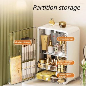 Boîtes de rangement organisateurs de maquillage boîte de cosmétiques de luxe légère anti-poussière soins de la peau tri chambre coiffeuse