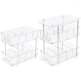 Opbergdozen Make-up organiseren bakken transparante cosmetische organizer desktop display rack met schuifuitgreep voor kasten pantry