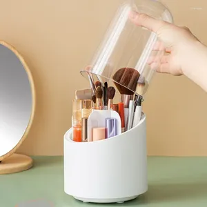 Boîtes à outils de maquillage des boîtes de rangement avec couvercle Terte de brossage cosmétique Case de brosse à poussière Organisateur de bureau