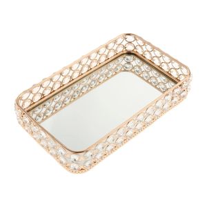 Boîtes de rangement Miroir cristal plateau table décoration bijoux parfum soins de la peau maquillage rangement organisateur service plateau gâteau plateau 231208