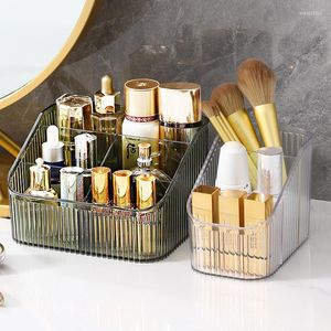 Boîtes de rangement Mkeup organisateur boîte bureau Transparent cosmétique luxe coiffeuse rouge à lèvres soins de la peau produit étagère PET