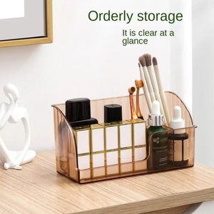 Boîtes de rangement Boîte cosmétique moderne Organisateur de grande capacité Adges lisses Stockage Multi-Grids Makeup