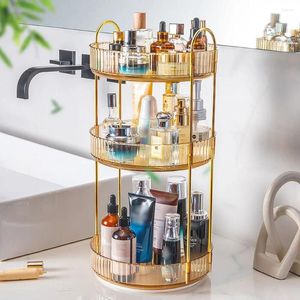 Opbergdozen moderne make -up organisator ronde 360 roterende cosmetica ijdelheid plank geen boor grote capaciteit cosmetische borstelhouder