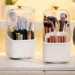 Opbergdozen Multifunctioneel 360 ° Roterende make-upborstel Embot Potloodhouder Dustbestendige cosmetische doos Compartiment Desktop Organizer