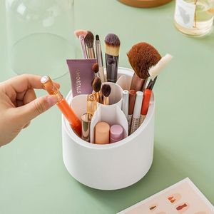 Boîtes de rangement multifonction 360 ° rotatif maquillage brosse boîte seau anti-poussière cosmétique organisateur de bureau