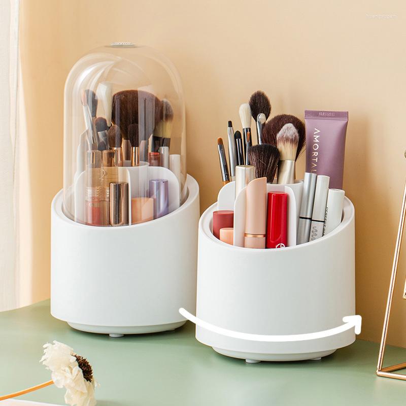 Boîtes de rangement multifonction 360 ﾰ porte-stylo rotatif crayon de maquillage de maquillage de brosse à poussière Cosmetic Box Compartement Organisateur de bureau