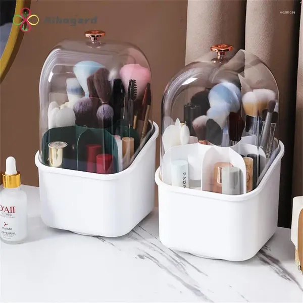 Boîtes de rangement Boîte de cosmétiques multifonctionnels étanche et épreuve de poussière avec couverture Brosse de maquillage