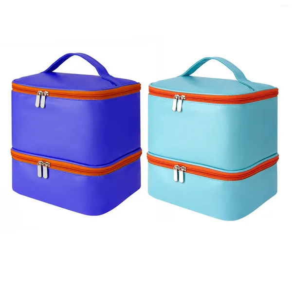 Boîtes de rangement Étui de transport de vernis à ongles Coutures renforcées Multifonctionnel Professionnel Double couche pour le camping en plein air Voyage à la maison en intérieur