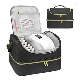 Opbergdozen Nagellak Organizer Case Dubbellaags Geschikt voor 60 flessen en een droger voor manicure Gereedschap Benodigdheden Lamp