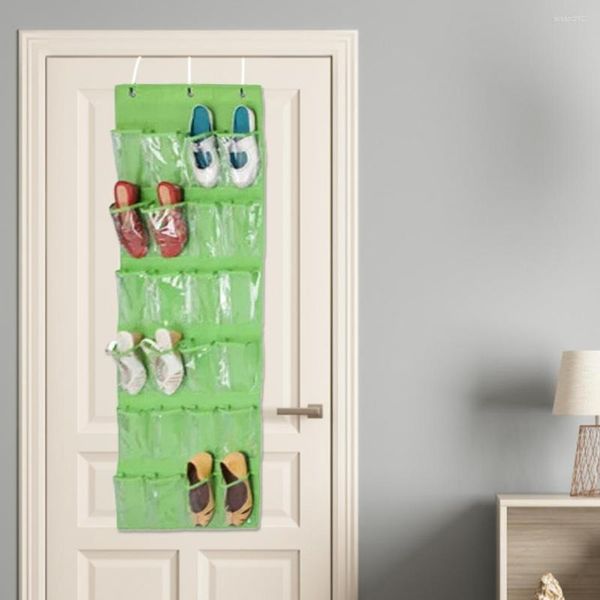 Boîtes de rangement en tissu non tissé utiles 24 poches peu encombrantes porte-chaussures suspendus organisateur anti-déformé au-dessus de la porte pour la maison