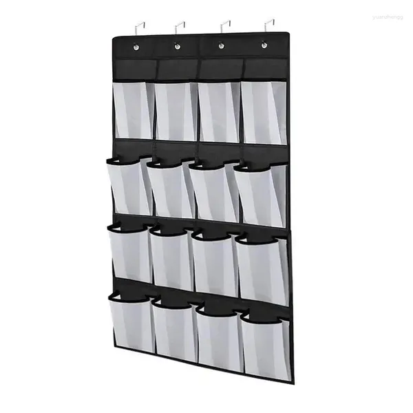 Cajas de almacenamiento sobre la puerta organizador de zapatos 16 estante de bolsillo grande con 4 ganchos fuertes de Metal bolsa multifunción para hombres