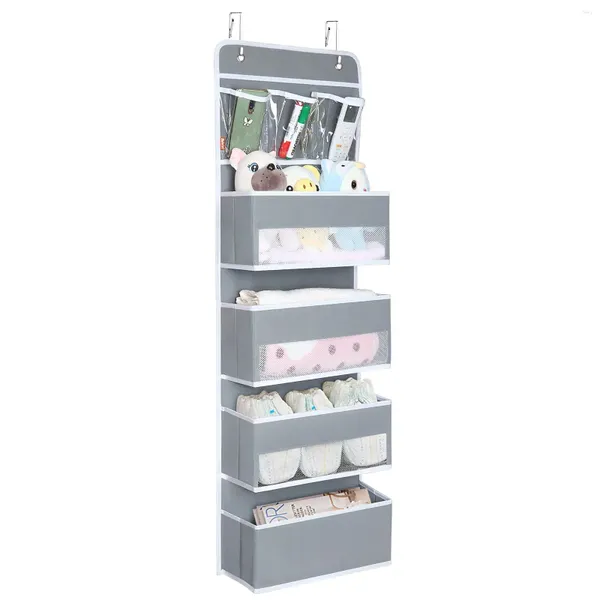 Boîtes de rangement sur la porte Organisateur suspendu avec 5 poches Poches Moup de montant Sac à armoire pour le garde-manger pour garde-manger couches de pépinière