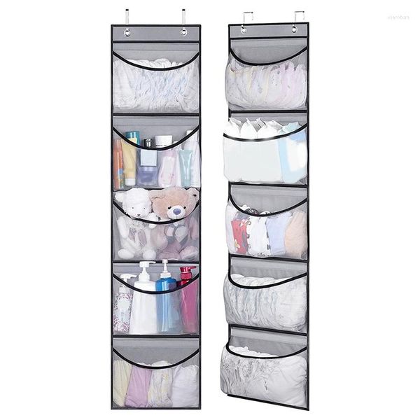 Boîtes de rangement sur la porte, organisateur avec 5 poches, placard suspendu pliable, articles divers, sac pour animaux en peluche