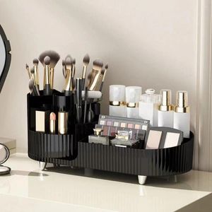 Boîtes de rangement Boîte à cosmétiques cloisonnée Organisateur de maquillage Bureau rotatif à 360 degrés pour l'organisation du bureau à domicile Multi compartiment
