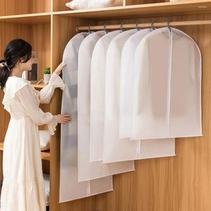 Boîtes de rangement PEVA Vêtements Sac anti-poussière Ménage Transparent Manteau imperméable Couverture de costume Lavable Poche suspendue Organisateur de vêtements