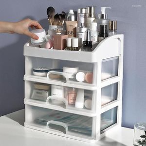 Opbergdozen Plastic cosmetische make -upborstel Organisator Desktop sieraden Nagellak Doos Laadkast Zonkriezen Holder Grote kantoorrek