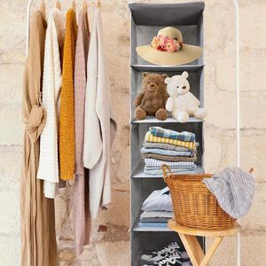 Opbergdozen draagbare 5-laags hangtas voor kledingschoen sok ondergoed opvouwbare organizer slaapkamer garderobe kast accessoires