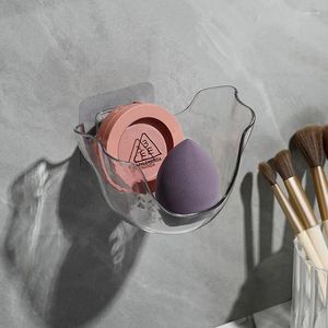 Boîtes de rangement en poudre Pouffle Rack de maquillage Boîte d'oeuf de salle de bain Sponge Bracket Transparent Bijoux Transparent Cosmetics